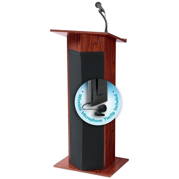 Oklahoma Sound 111PLS-MY-LWM-6 The Power Plus Lectern With Wireless Tie Clip Lavalier - Mahogany 111PLS-MY/LWM-6 - main